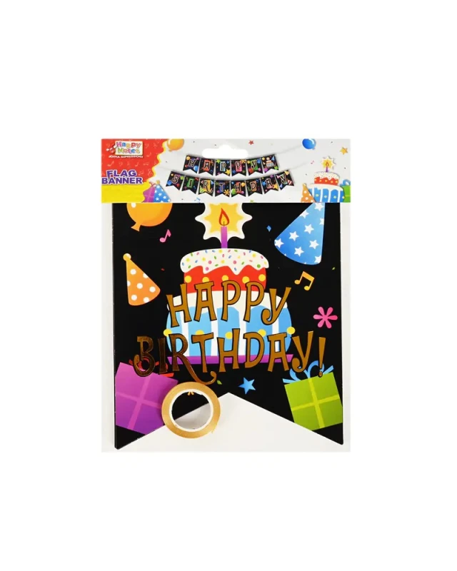 Парти украса - цветен банер Happy Birthday 56375