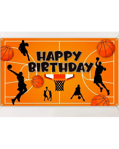 Банер Happy Birthday баскетбол текстилен 70x100 см