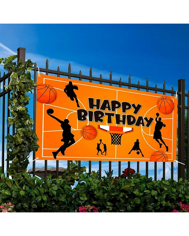 Банер Happy Birthday баскетбол текстилен 70x100 см