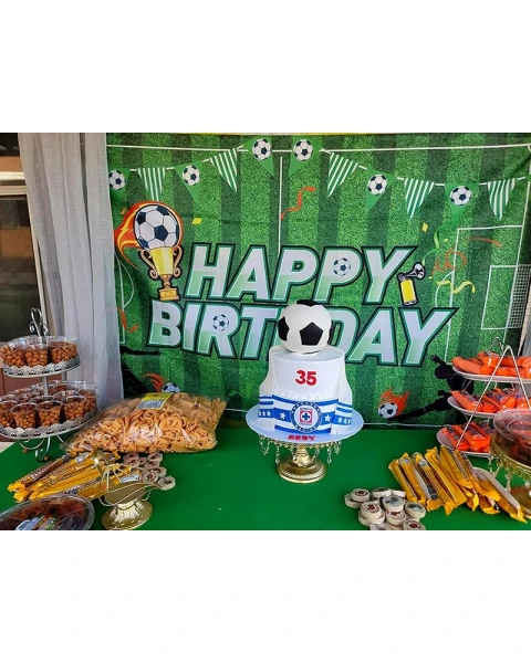 Банер Happy Birthday футбол с купа текстилен 70x100 см