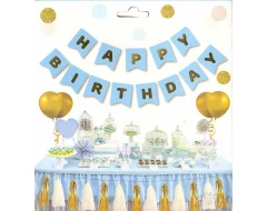 Парти украса - банер Happy Birthday в син цвят