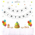 Парти украса - банер Happy Birthday в бял цвят