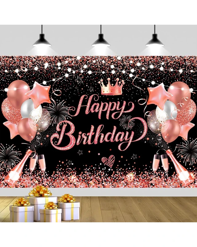 Банер Happy Birthday с корона текстилен 70x100 см