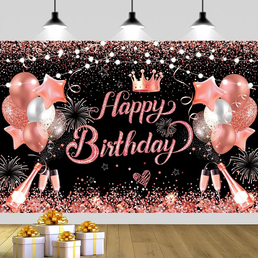 Банер Happy Birthday с корона текстилен 70x100 см