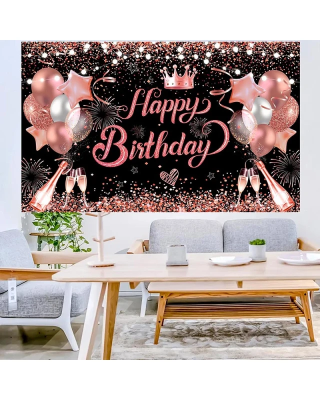 Банер Happy Birthday с корона текстилен 70x100 см