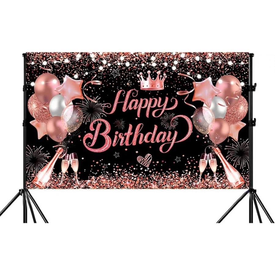Банер Happy Birthday с корона текстилен 70x100 см