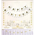 Парти украса - банер Happy Birthday в бял цвят
