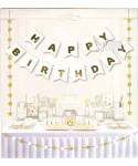 Парти украса - банер Happy Birthday в бял цвят Парти украса - банер Happy Birthday в бял цвят