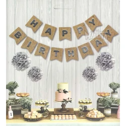 Парти украса - банер Happy Birthday в цвят старо злато