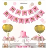 Парти украса - Банер Happy Birthday в цвят бебешко розово