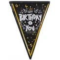 Парти украса - Флагчета Happy Birthday в черен цвят
