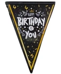 Парти украса - Флагчета Happy Birthday в черен цвят Парти украса - Флагчета Happy Birthday в черен цвят