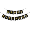 Черен хартиен банер Happy Birthday със златни или бели букви за декорация на рожден ден