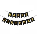 Парти банер Happy Birthday в черен цвят