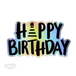 Парти табела Happy Birthday със син холограмен ефект