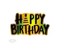 Парти табела Happy Birthday със златист холограмен ефект
