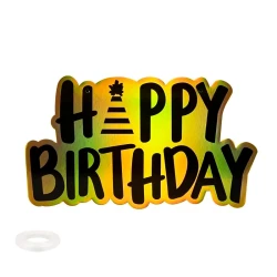 Парти табела Happy Birthday със златист холограмен ефект