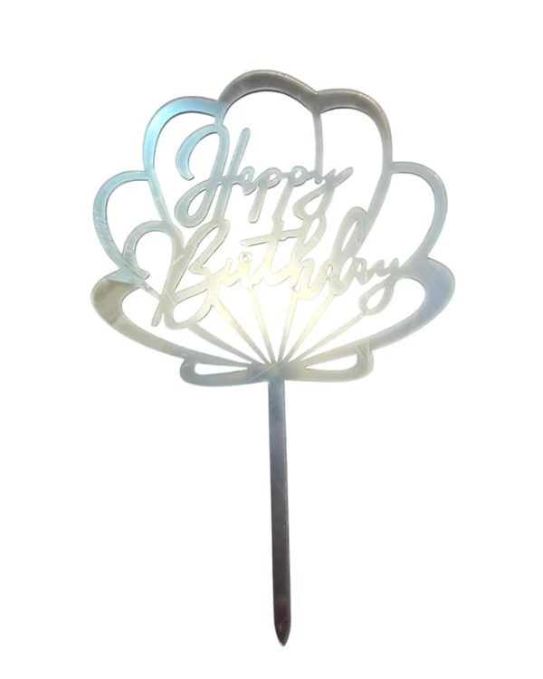 Сребърен топер за торта с надпис Happy Birthday