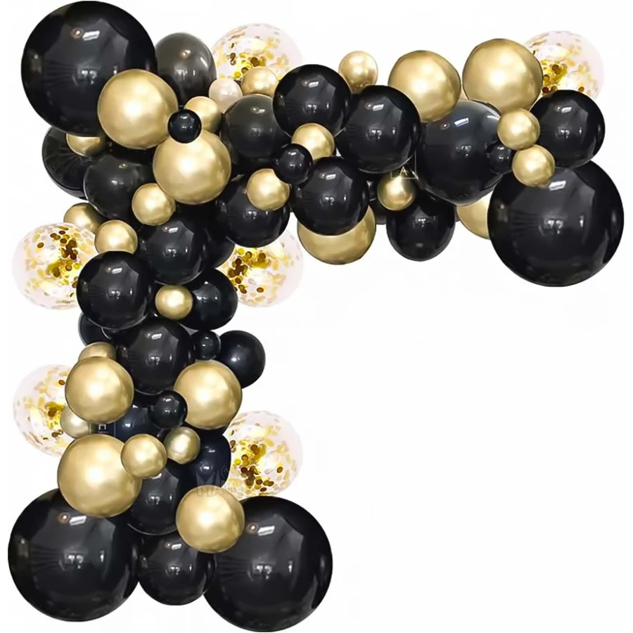 Комплект украса за дипломиране балонена арка черно злато