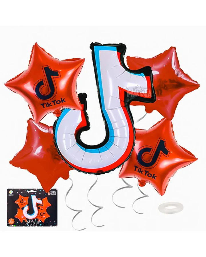 Парти сет от балони в червен цвят - Tik Tok 5бр
