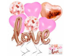 Парти сет от балони - Love в цвят златна роза 7бр