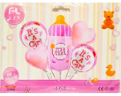 Парти сет от балони за бебе в розов цвят 5бр