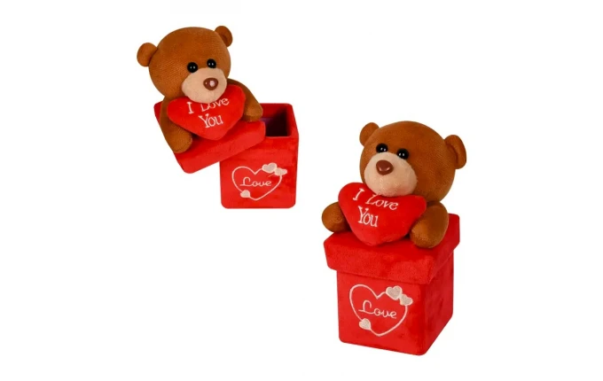 Плюшено меченце I love you с подаръчна кутия