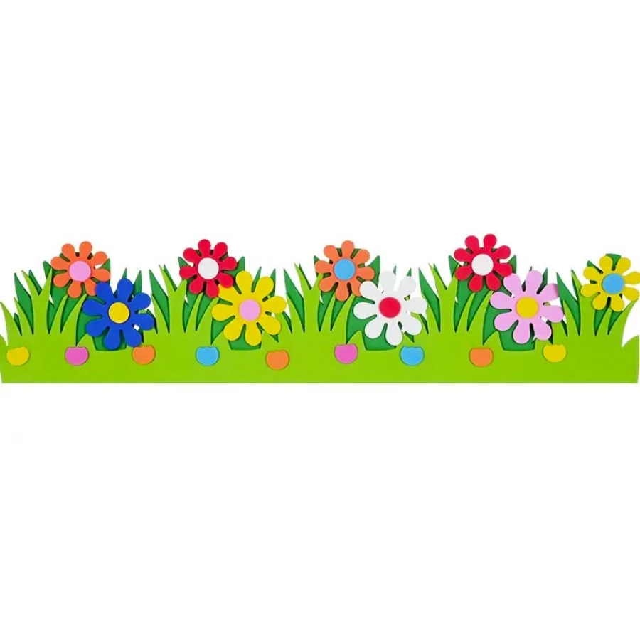 Цветен комплект за Великден с венец, зайче, цветни оградки, парти розетки и балони с пеперуди и цветя.