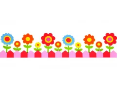 Апликация розова оградка с цветя