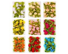 Материали за декорация - Сатенена розичка с листенца 24бр 12000