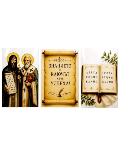 Тематична украса за класната стая Кирил и Методий комплект 3 постера