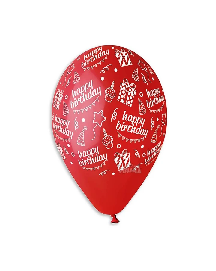 Балони с щампа - Happy Birthday с подаръчета 5бр