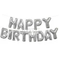 Фолиеви балони - Букви HAPPY BIRTHDAY в сребърен цвят