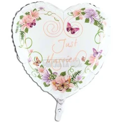 Фолиев балон сърце с надпис - Just Married