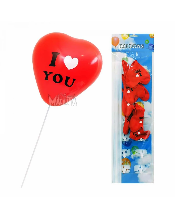 Парти сет от балони сърца I Love You - 8 бр