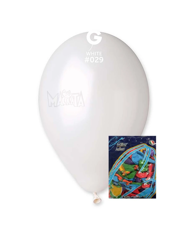 Пакет балони металик в бял цвят GM110 100бр