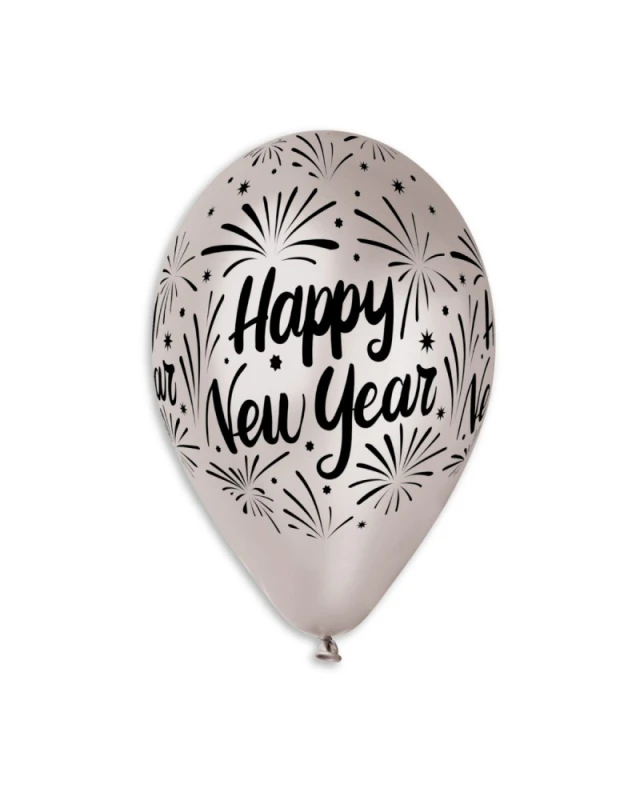 Балони с щампа лукс - Happy New Year 5бр