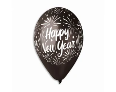 Балони с щампа лукс - Happy New Year 5бр