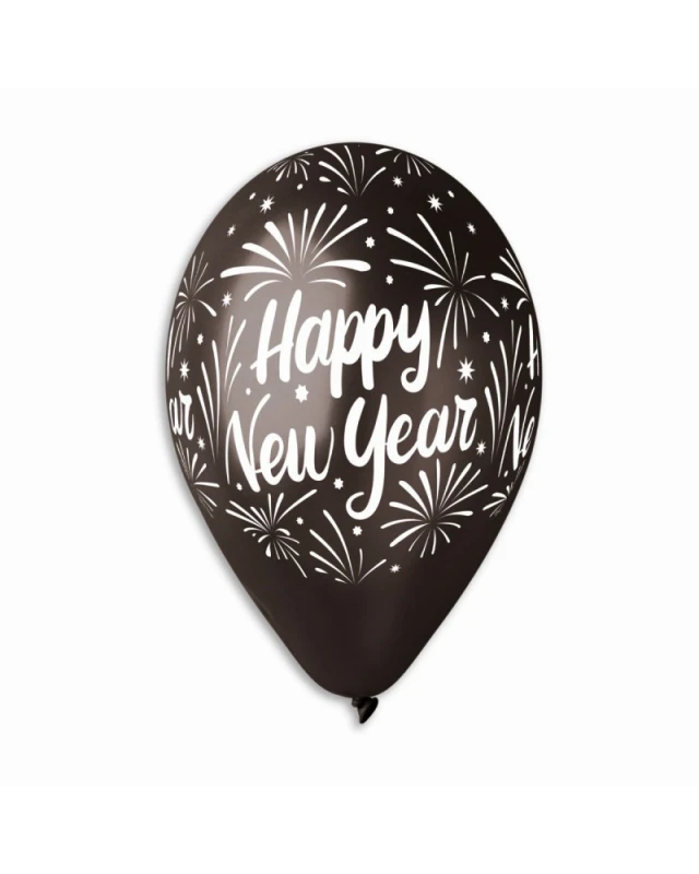 Балони с щампа лукс - Happy New Year 5бр