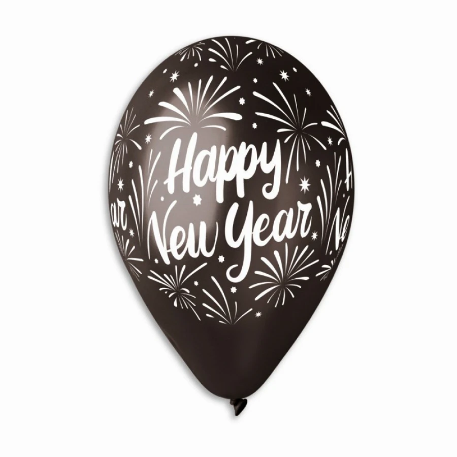 Балони с щампа лукс - Happy New Year 5бр