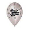 Балони с щампа - Happy Birthday металик 5бр