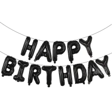 Фолиеви балони - Букви HAPPY BIRTHDAY в черен цвят