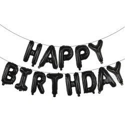 Фолиеви балони - Букви HAPPY BIRTHDAY в черен цвят