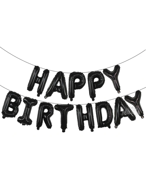 Фолиеви балони - Букви HAPPY BIRTHDAY в черен цвят