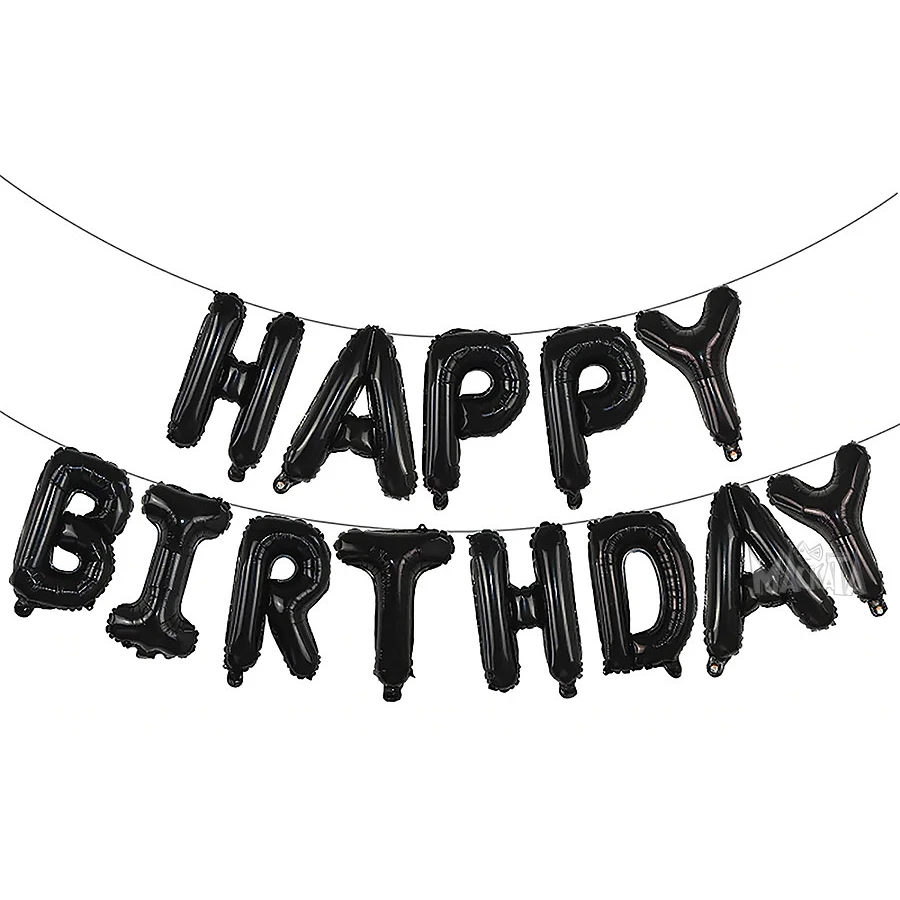 Фолиеви балони - Букви HAPPY BIRTHDAY в черен цвят