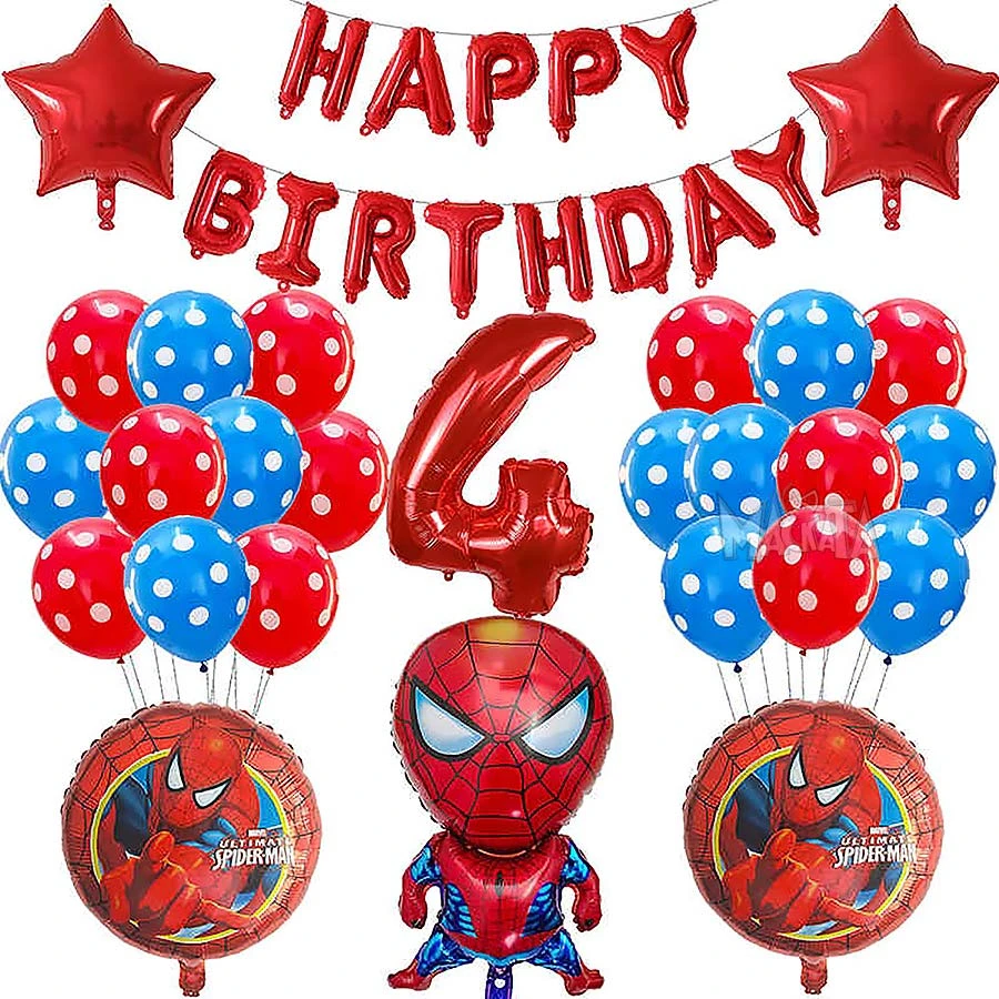 Парти сет от балони със Спайдърмен Happy Birthday - 39бр