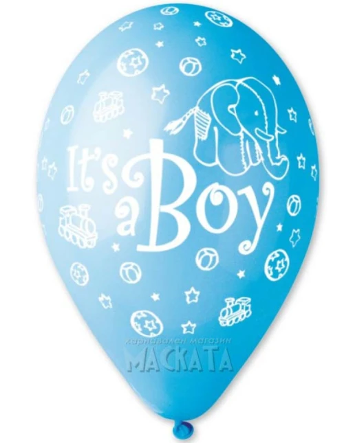 Балони за бебе с щампа -  It`s a boy 5бр