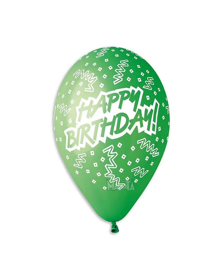 Балони с щампа - Happy Birthday с конфети 5бр