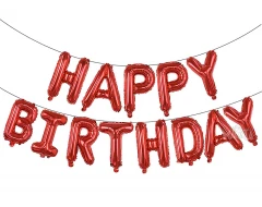 Фолиеви балони - Букви HAPPY BIRTHDAY в червен цвят