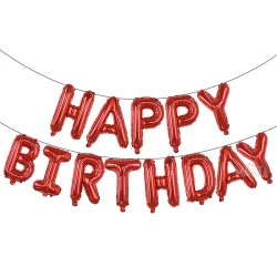 Фолиеви балони - Букви HAPPY BIRTHDAY в червен цвят